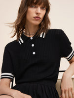 Tencel Blend Openwork Knit Top And Pleated Skirt Two-Piece Set GOELIA