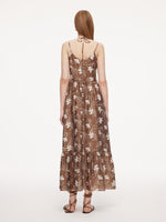 Tencel Blend Floral Print Women Strap Maxi Dress GOELIA