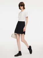 100% Worsted Wool Side Slit Women Culotte Skirt GOELIA