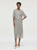 Embroidered Crop Jacket And High-Waisted Skirt Two-Piece Set GOELIA