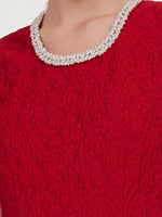 Jacquard Beaded Round Neck Women Sleeveless Mini Dress GOELIA