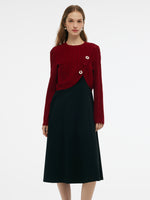 Lyocell Wool Blend Sweater And Knit Vest Dress Two-Piece Set GOELIA
