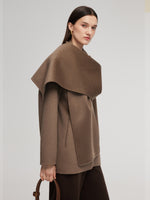 Cashmere Wool Blend Double-Faced Scarf Collar Women Coat GOELIA