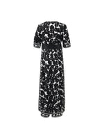 14 Momme Mulberry Silk Iris Printed Women Maxi Dress With Belt GOELIA