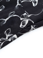 [Preview] Ribbon Print Puff Sleeve Women Midi Dress GOELIA