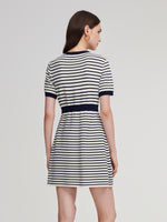 Lyocell Blend Stripe Gathered Waist Women Knit Mini Dress GOELIA