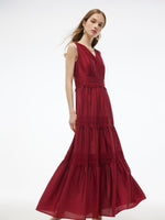 Tencel Lace Trim Women Maxi Vest Dress GOELIA