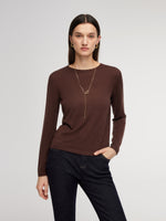 Cashmere Mulberry Silk Lyocell Blend Crew Neck Women Knit Top GOELIA