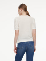 Jacquard Ruffle Neck Women Knit Top GOELIA