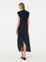 18MM Xiang Yun Silk V-Neck Cap Sleeve Women Maxi Dress GOELIA