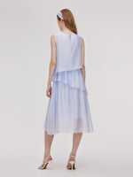 Ruffle Women Tiered Vest Midi Dress With Hairband And Bowknot Choker GOELIA