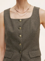 Plaid Square Neck Slim Fit Women Vest GOELIA