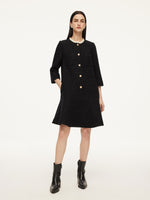 Wool Blend Sequins Ruffle Hem Women A-Line Mini Dress GOELIA