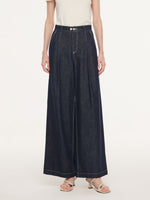 100% Cotton Denim Straight Wide Leg Women Jeans GOELIA