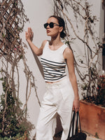 Acetate Cotton Knitted Striped Tank Top GOELIA