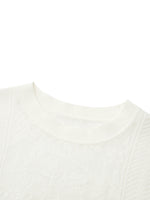 Lace Jacquard Round Neck Women Knit Top GOELIA