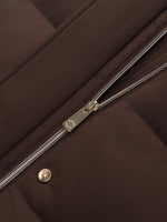 H-Line Knit Collar Long Goose Down Coat With Detachable Hood GOELIA