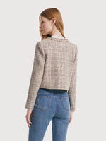 Tweed Frayed Women Crop Jacket GOELIA