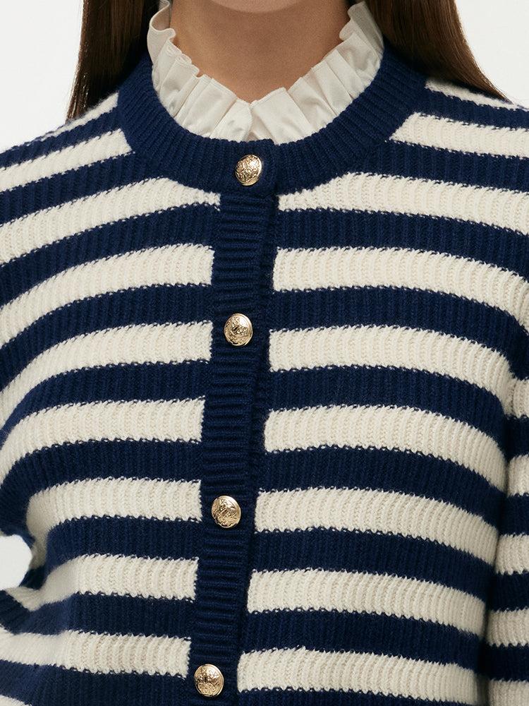 True Tides Cardigan Dusty Blue Stripe