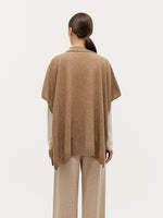 100% Cashmere Polo Collar Poncho Sweater GOELIA