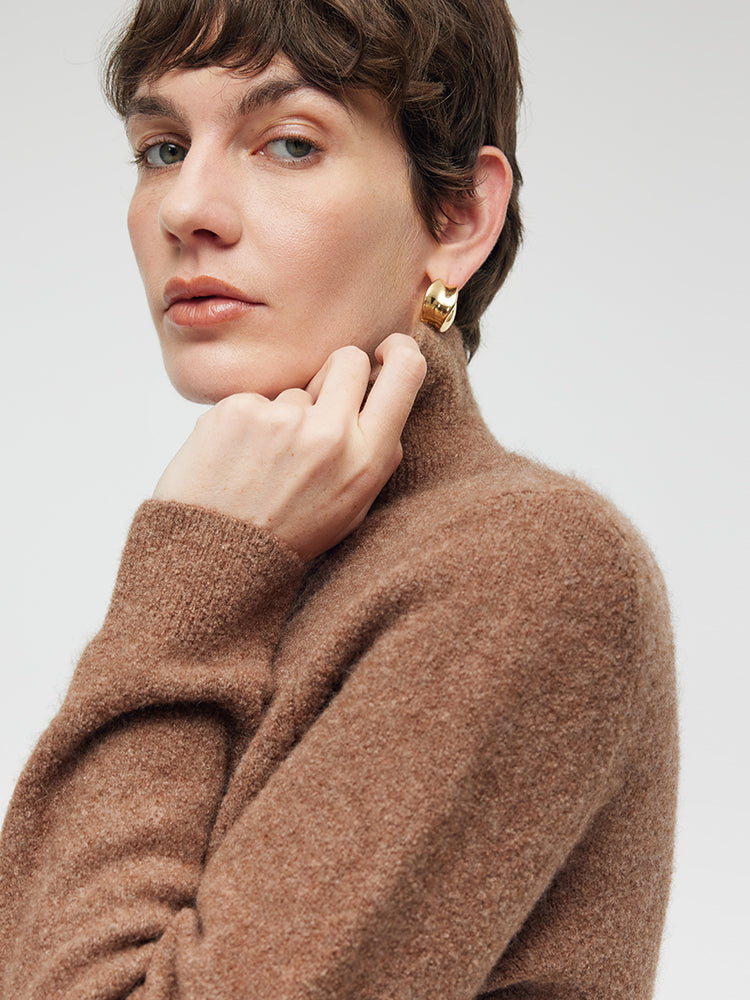 Wool Yak Blend Zip-Up Women Cardigan GOELIA