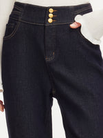 Denim High-Waisted Stretch Fleece Lined Women Micro-Flared Jeans GOELIA