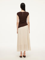 Modal Acetate Blend Asymmetrical Hem Knit Top And Pleated Skirt Two-Piece Set GOELIA