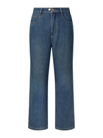 100% Cotton Denim Fleece Lined Women Straight Ankle Length Jeans GOELIA