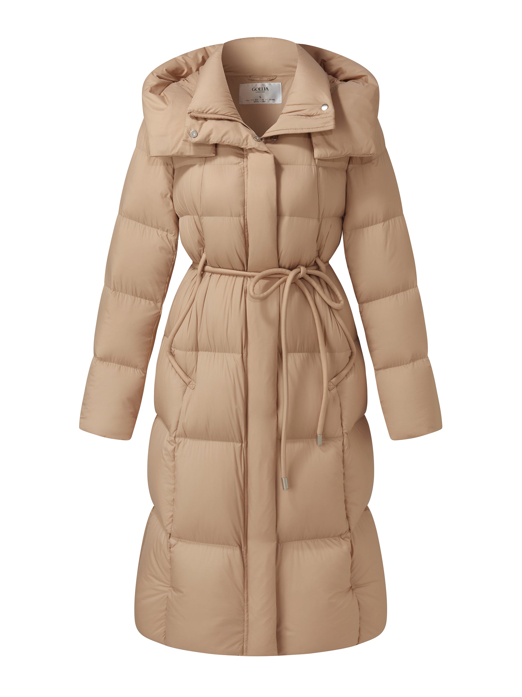 [Preview] Hooded Goose Down Coat With Tie String Belt GOELIA