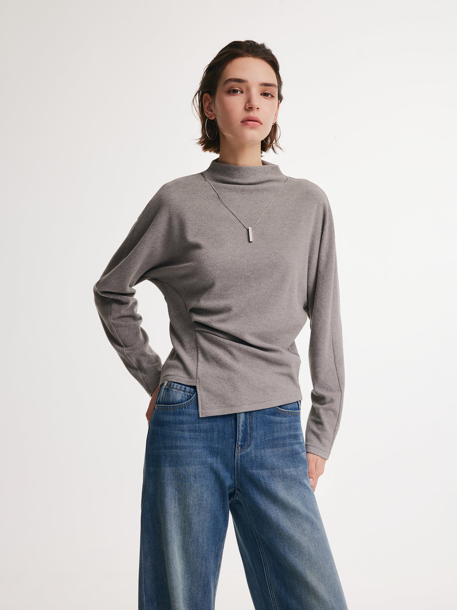 [Preview] Double-Faced Brushed Mock Neck Women Knit Top GOELIA