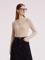 Beige Seamless Cashmere Lady Cardigan GOELIA