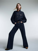 100% Cotton Denim Corduroy Collar Women Barn Jacket GOELIA