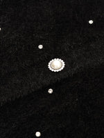 Black V-Neck Rhinestone Knitted Women Cardigan GOELIA