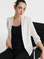 Triacetate 3/4 Sleeves Women Crop Blazer GOELIA