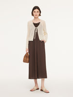 100% Cotton Openwork Tie Front Women Cardigan GOELIA