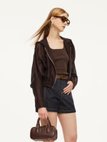Tencel Linen Blend Women Sheer Hooded Jacket GOELIA