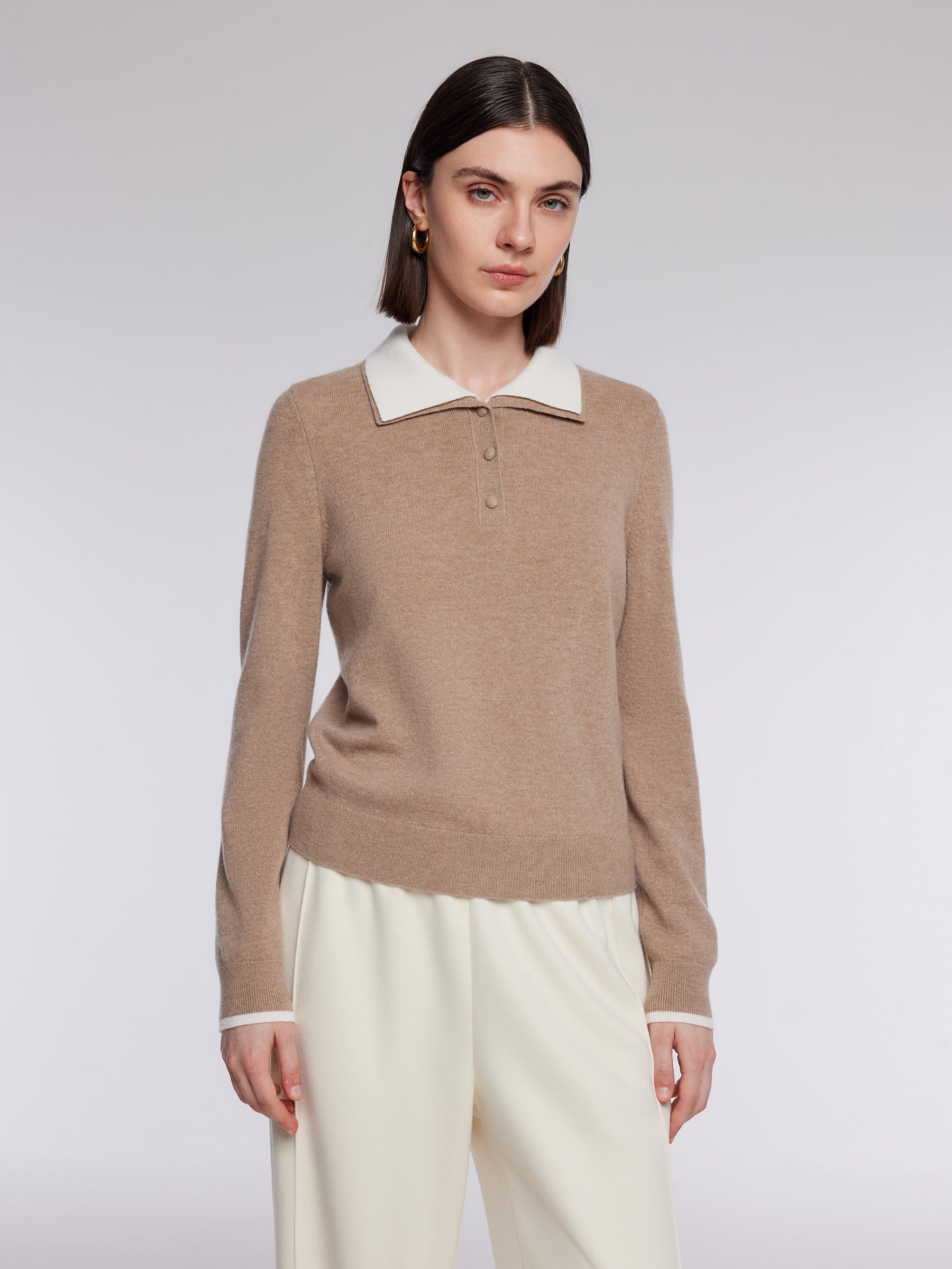[Preview] 100% Wool Mock-Layered Women Knit Top GOELIA