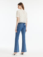 Openwork Single-Breasted Women Crop Jacket GOELIA