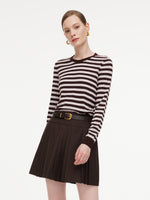 [Preview] Round Neck Stripe Women Knit Top With Detachable Sailor Collar GOELIA