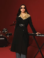 Cashmere Wool Blend Notched Collar Double-Faced Women Overcoat GOELIA