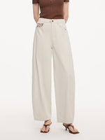 Cotton Denim Paisley-Detail Women Curved Leg Jeans GOELIA