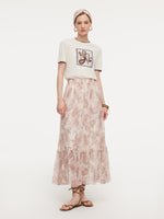 100% 10MM Mulberry Silk Paisley Print Women Skirt With Hairband GOELIA