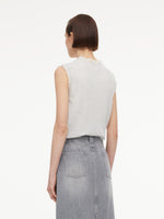 Jacquard Cut Out Neckline Women Ruffle Knit Tank Top GOELIA