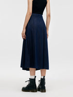 Denim Pleated Women Half Skirt GOELIA