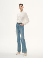 22MM Mulberry Silk Women Stand Collar Shirt GOELIA