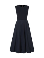 Dark Navy Bubble Hem Women Sleeveless Maxi Dress With Bag GOELIA