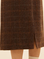 100% Wool Plaid Women Column Skirt GOELIA