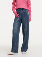 Denim Fleece Lined Women Tapered Jeans GOELIA