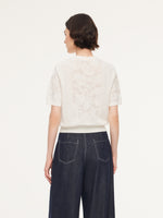 Lace Jacquard Round Neck Women Knit Top GOELIA