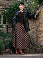 [Preview] V-Neck Knit Top And Plaid Skirt Two-Piece Set With Ribbon GOELIA